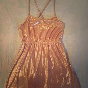 Gold asymmetrical sundress or cocktail dress